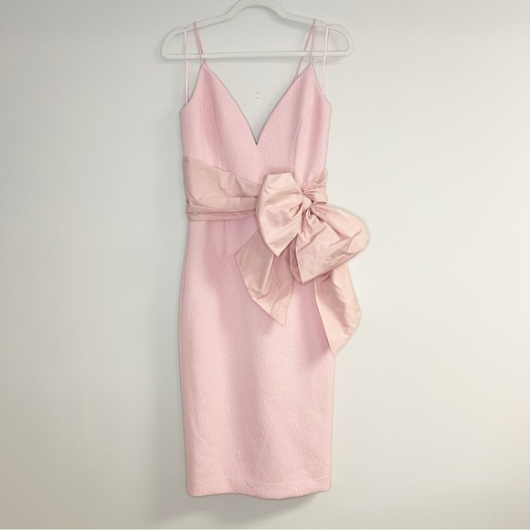 Rebecca Vallance Monique V-Wired Textured Bow Midi Dress NWT Size 4 US / 8 AUS - Picture 3 of 12